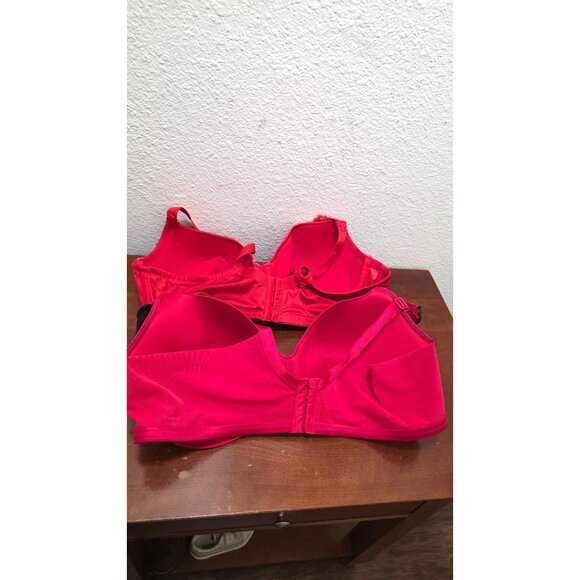 Cacique Womens 44D Red Lace & Satin Padded Bras Set Of 2 - Picture 3 of 5
